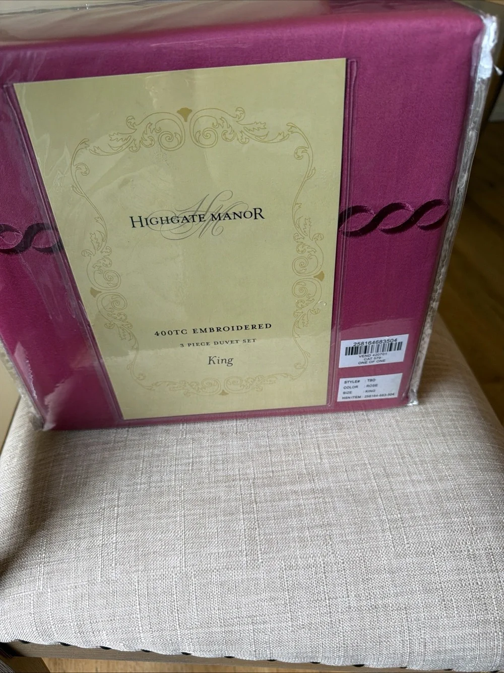 New High Gate Manor Dusty Rose Color Embroidered 400TC King Duvet Set